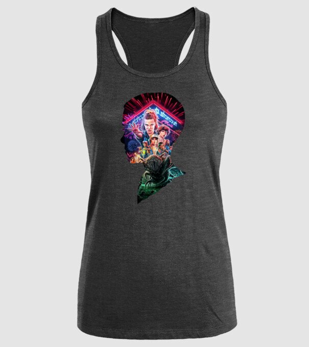 eleven poster head model negru pe tricou
