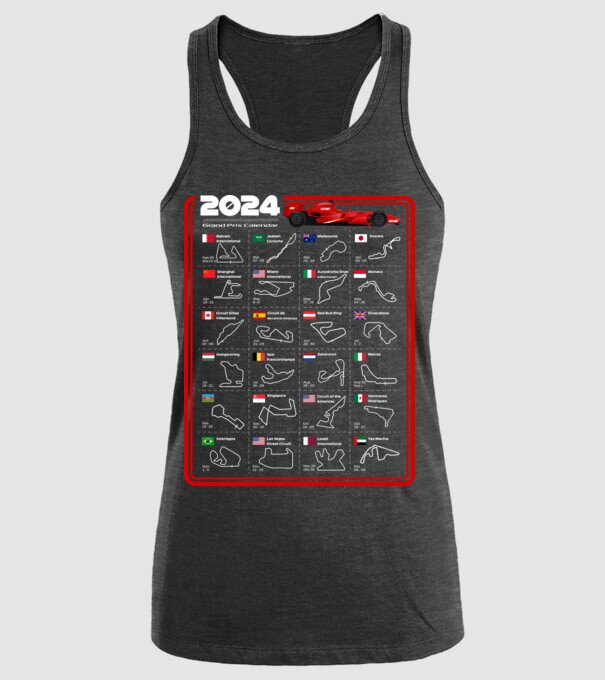 F1 calendar 2024 model negru pe tricou