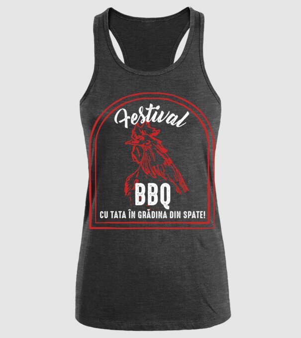 Festival BBQ - cu tata în grădina din spate! model negru pe tricou