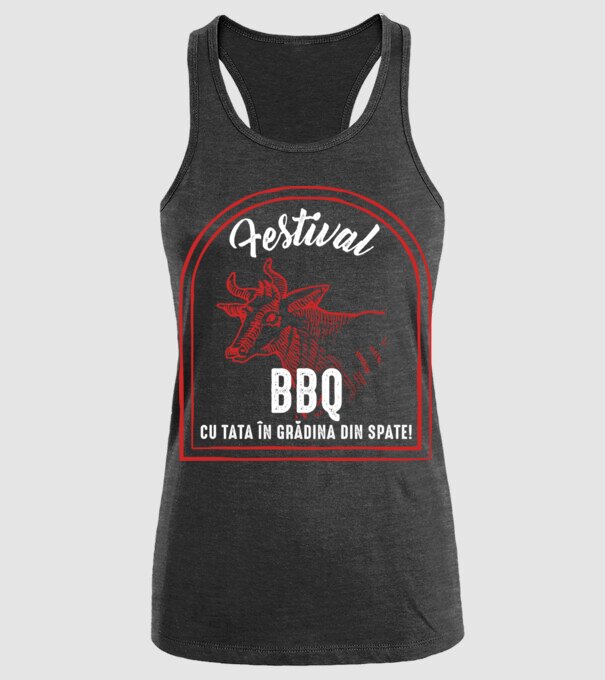 Festival BBQ - cu tata în grădina din spate! model negru pe tricou