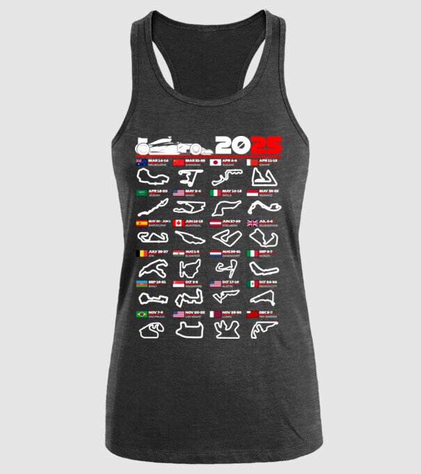 F1 calendar 2025 negru model negru pe tricou