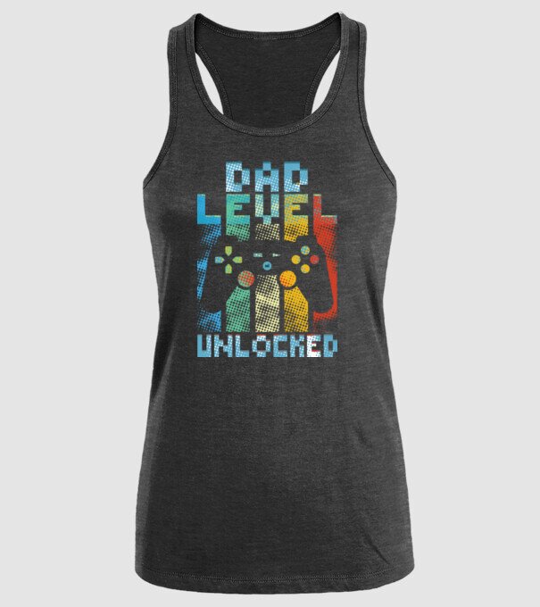 Gamer Dad level unlocked model negru pe tricou