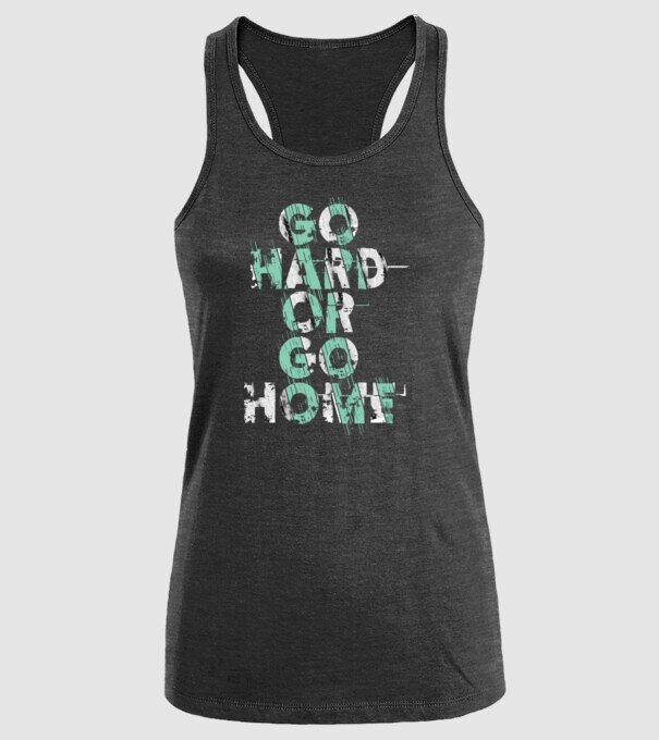 Go Hard or Go Home model negru pe tricou