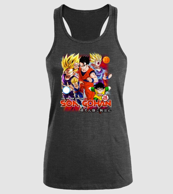 gohan dragonball model negru pe tricou