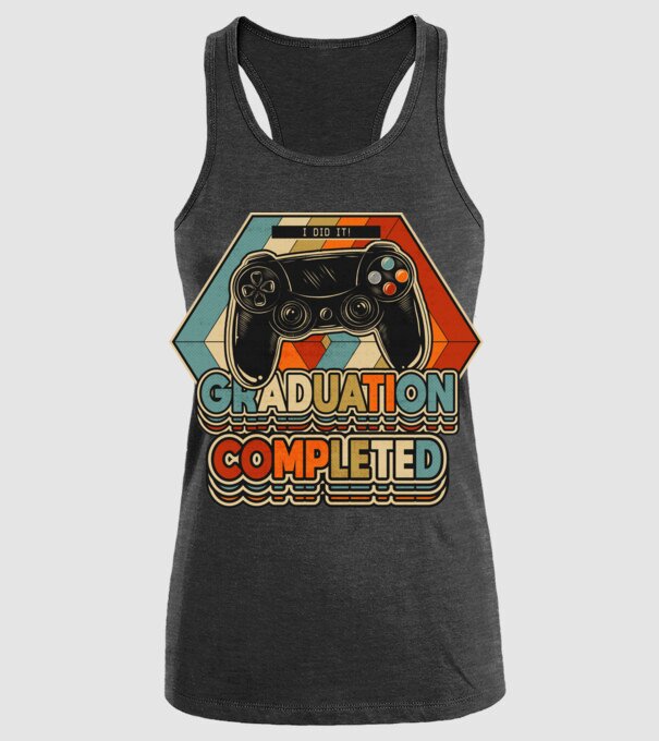 Graduatuion completed retro model negru pe tricou