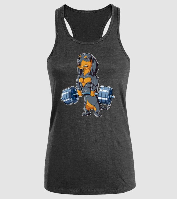 Gym teckel model negru pe tricou