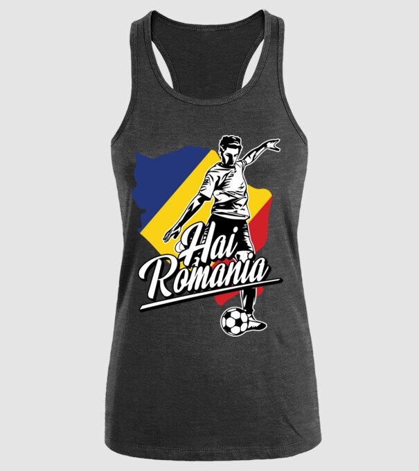 Hai romania fotbal model negru pe tricou