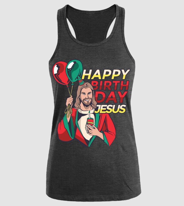 Happy Birtday Jesus! model negru pe tricou
