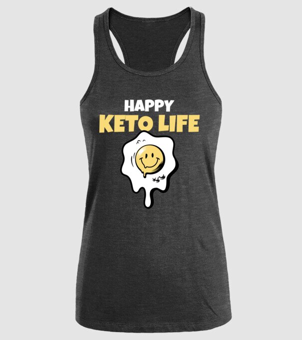 HAPPY KETO LIFE model negru pe tricou