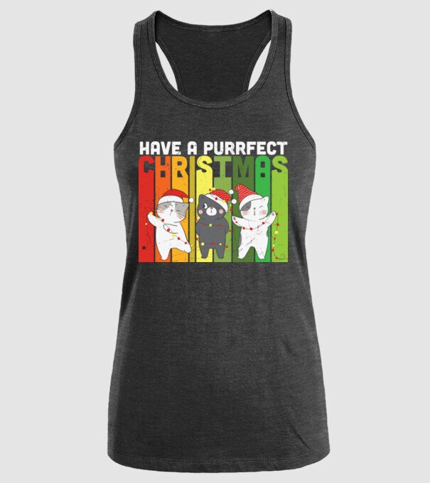 Have a purrfect christmas model negru pe tricou