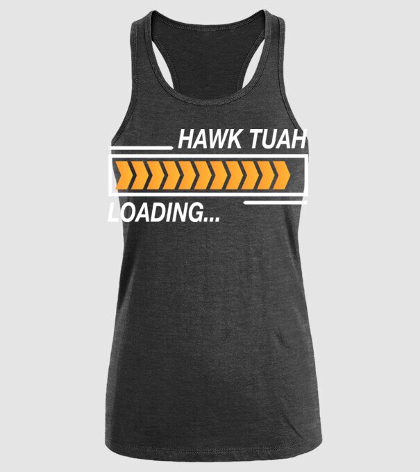 Hawk tuah loading model negru pe tricou