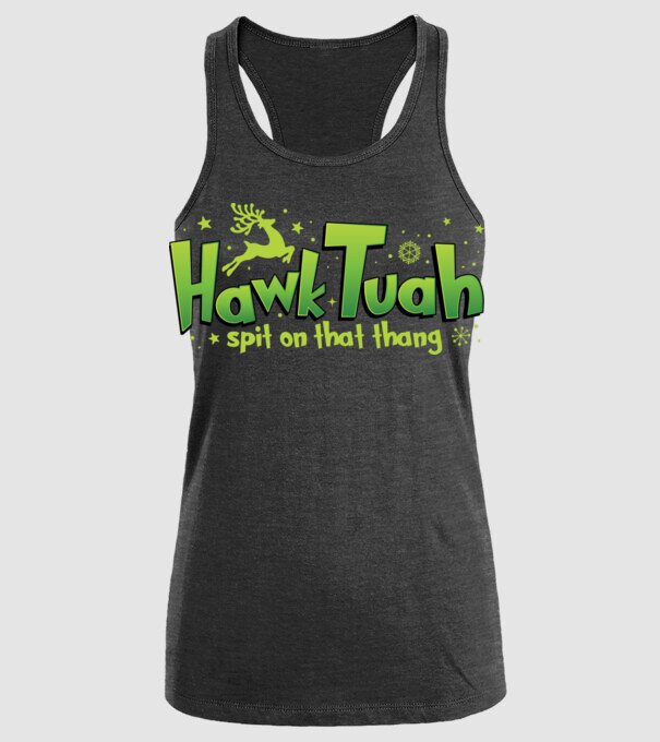 Hawk tuah xmas model negru pe tricou