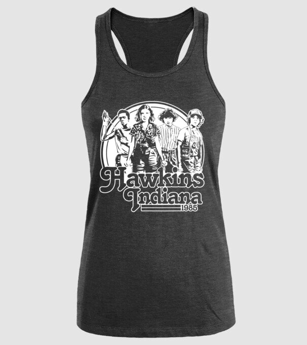 hawkins indiana stranger things2 model negru pe tricou
