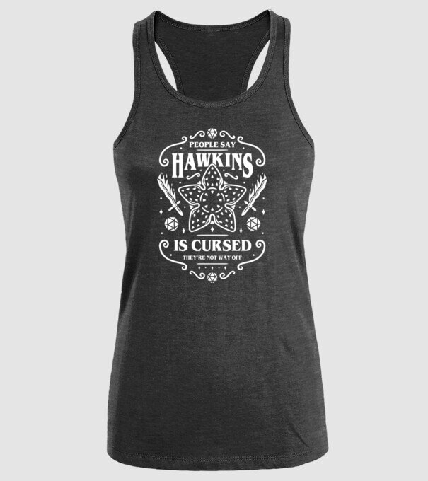 hawkins is cursed black model negru pe tricou