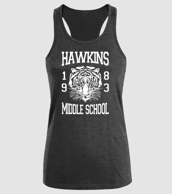 hawkins middle school 83 white model negru pe tricou