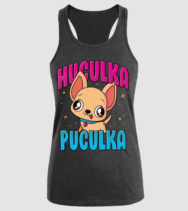 Huculka Puculka chivava model negru pe tricou