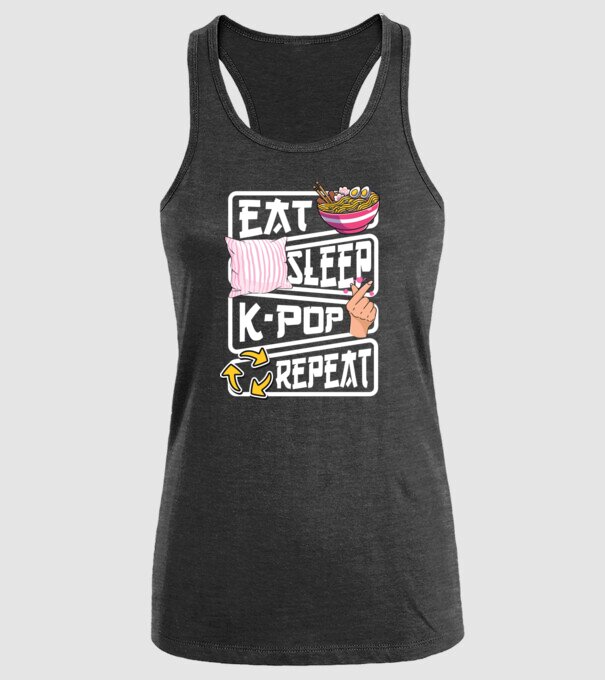 K-POP EAT SLEEP model negru pe tricou