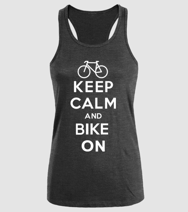 Keep calm and bike on model negru pe tricou