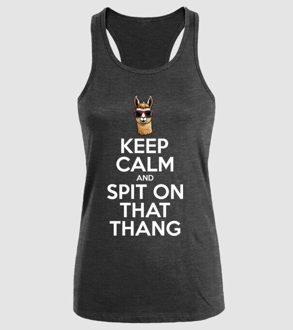 Keep calm and spit on that thang model negru pe tricou