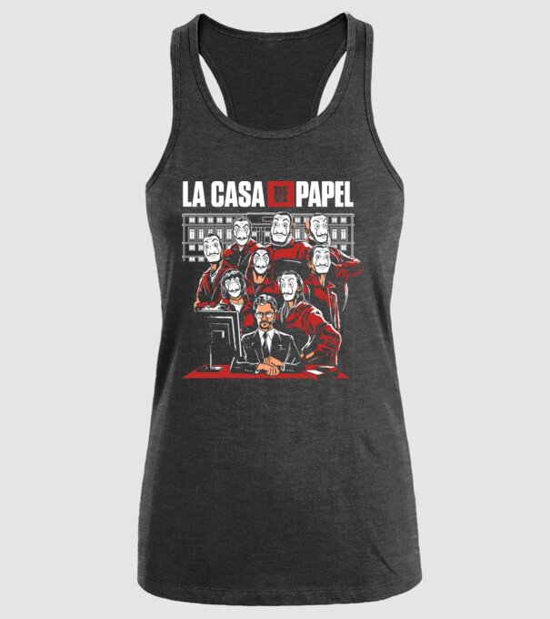 La casa de papel grupo model negru pe tricou