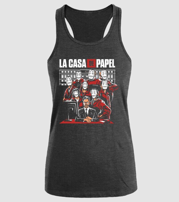 La casa de papel grupo model negru pe tricou