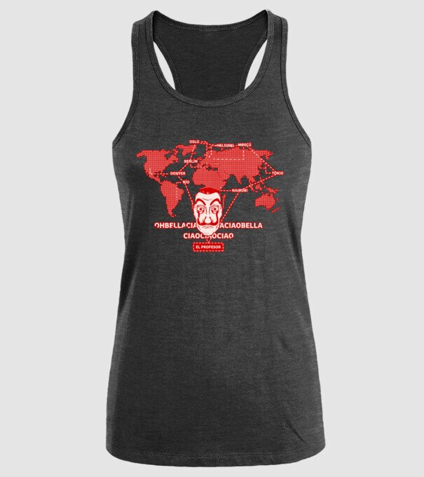 la casa de papel map model negru pe tricou