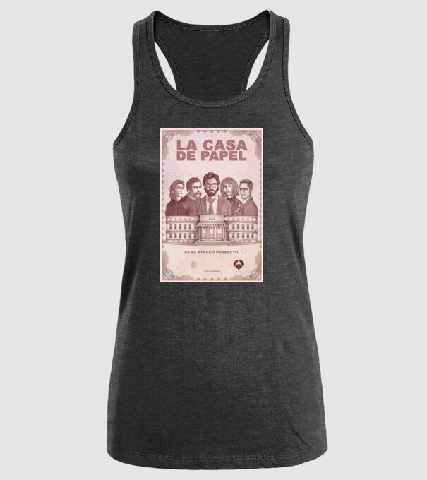 la casa de papel poster model negru pe tricou