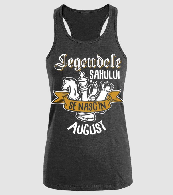 Legendele șahului se nasc în august model negru pe tricou