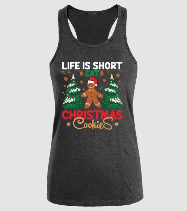Life is short - eat christmas cookies model negru pe tricou