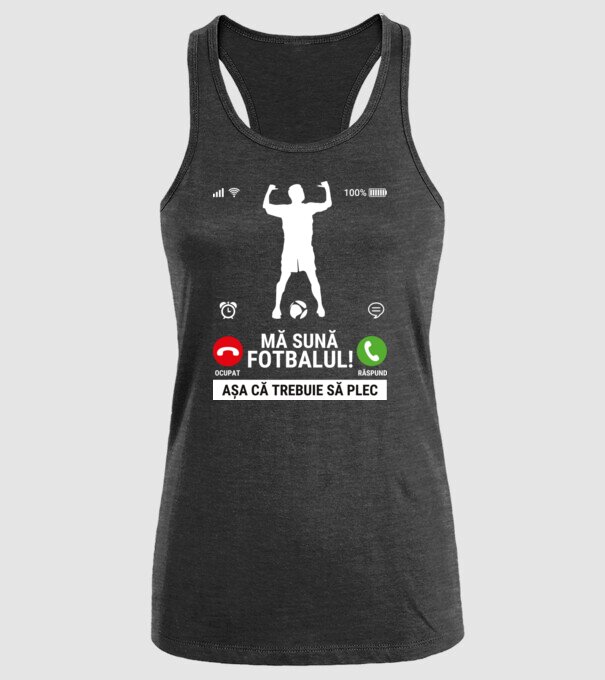 Mă sună fotbalul model negru pe tricou