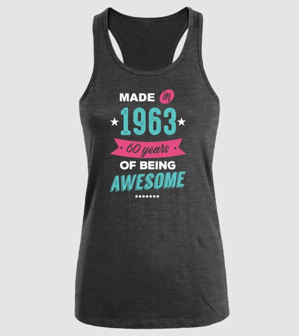 Made in 1963 model negru pe tricou