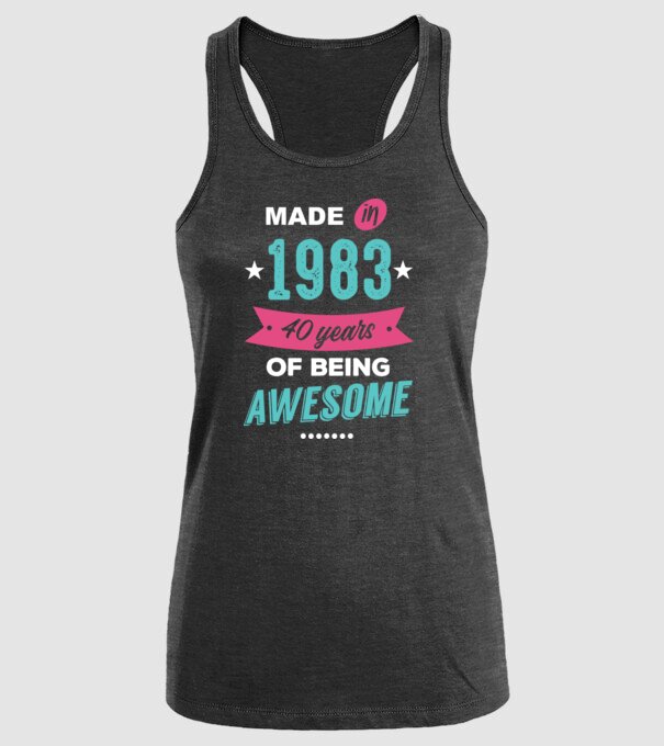 Made in 1983 model negru pe tricou