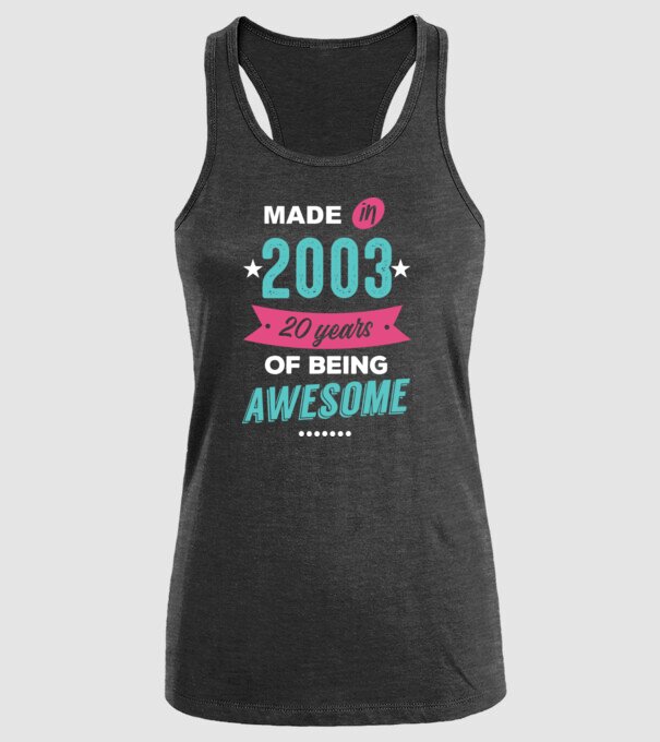 Made in 2003 model negru pe tricou