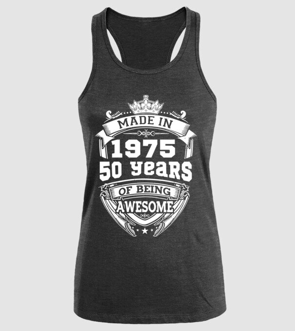 Made in awesome 1975 model negru pe tricou