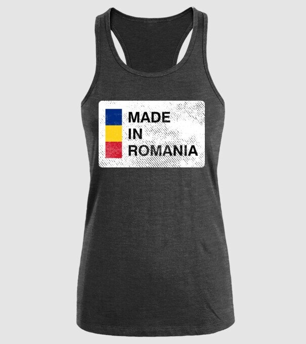 made in romania model negru pe tricou