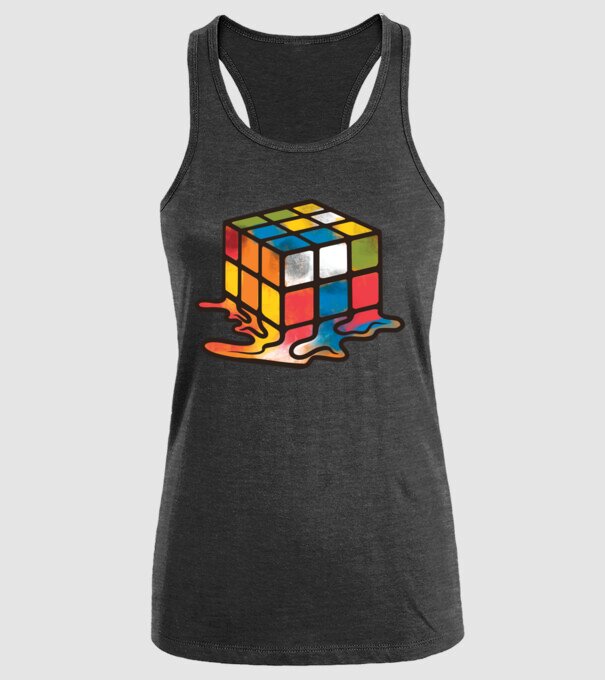 Melted Rubik model negru pe tricou