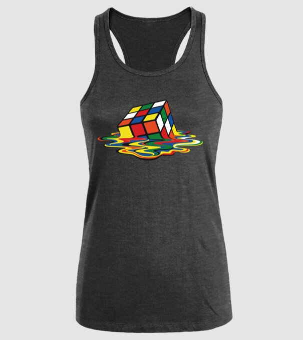 Melting Rubik model negru pe tricou
