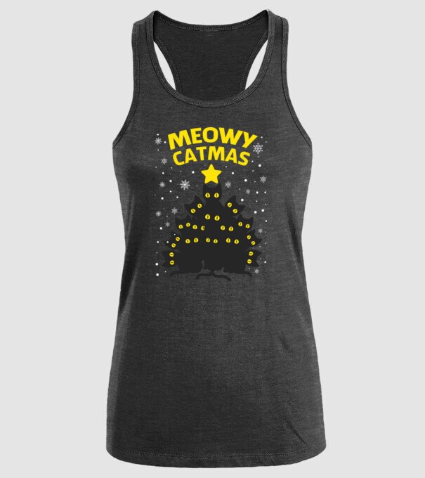 Meowy catmas black model negru pe tricou