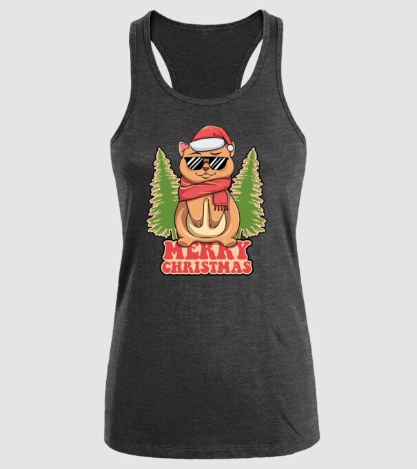Merry christmas cat model negru pe tricou