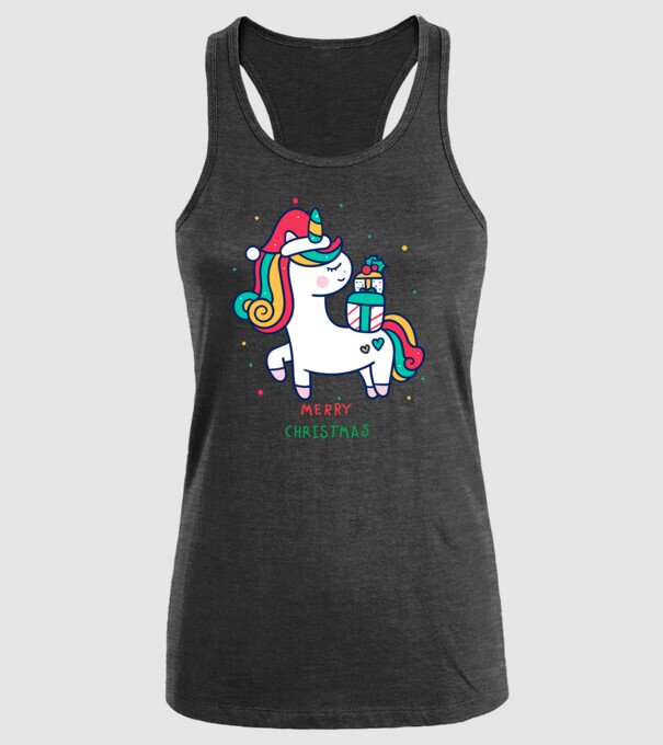 merry christmas unicorn model negru pe tricou