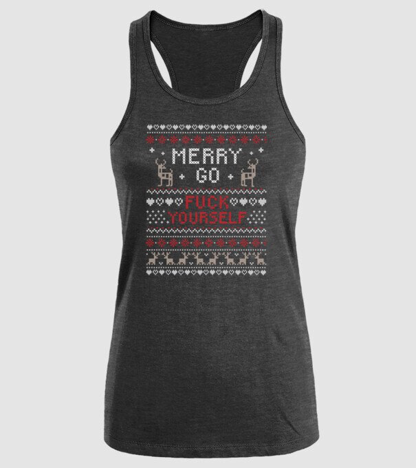Merry go f-ck yourself model negru pe tricou