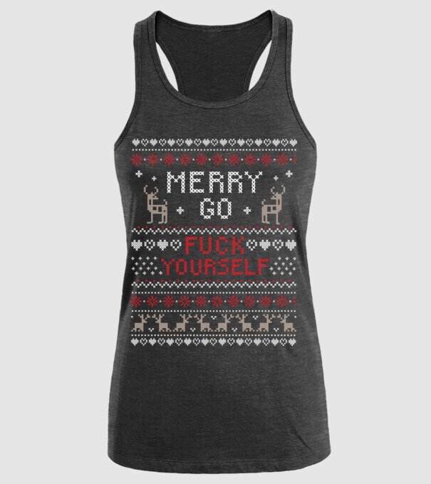 Merry go fuck yourself model negru pe tricou