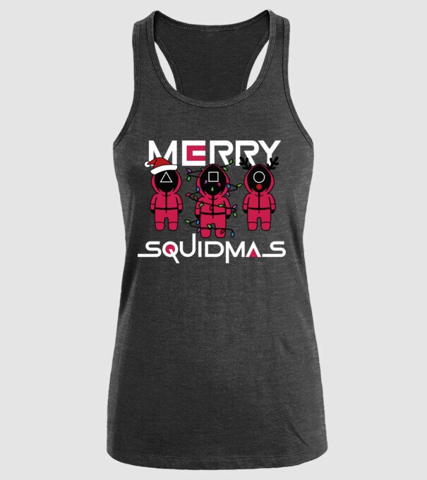 Merry squidmas model negru pe tricou