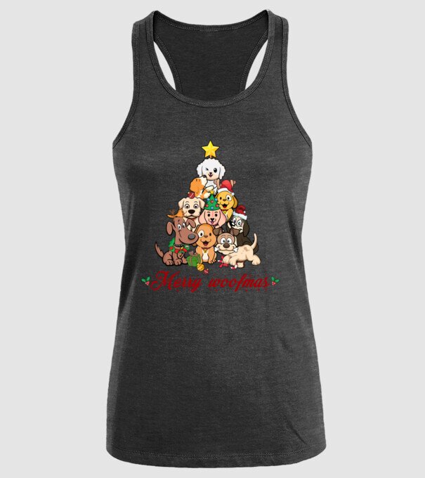 Merry woofmas model negru pe tricou