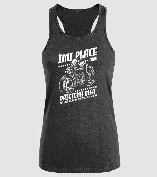îmi place când prietena mea mă lasă să ies cu motocicleta model negru pe tricou