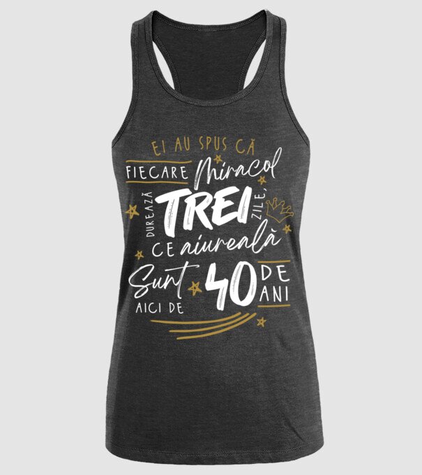 Miracol durează trei 40 de ani model negru pe tricou