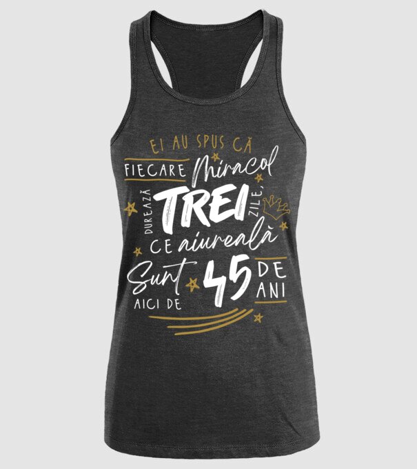 Miracol durează trei 45 de ani model negru pe tricou