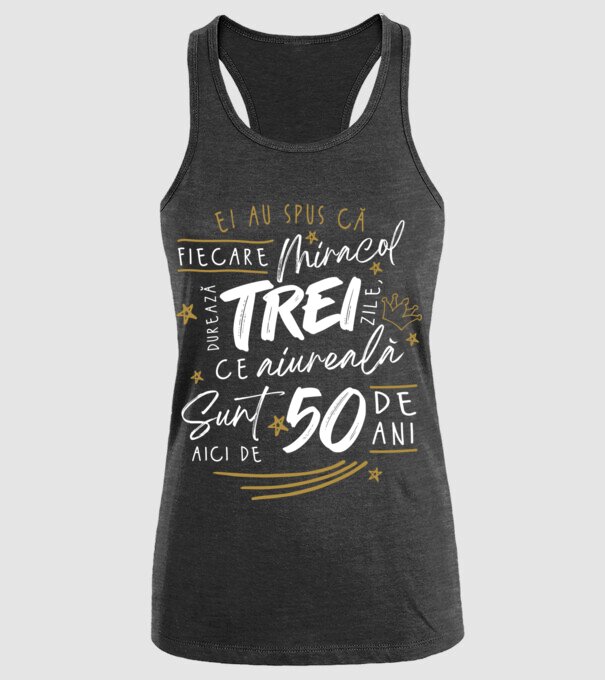 Miracol durează trei 50 de ani model negru pe tricou