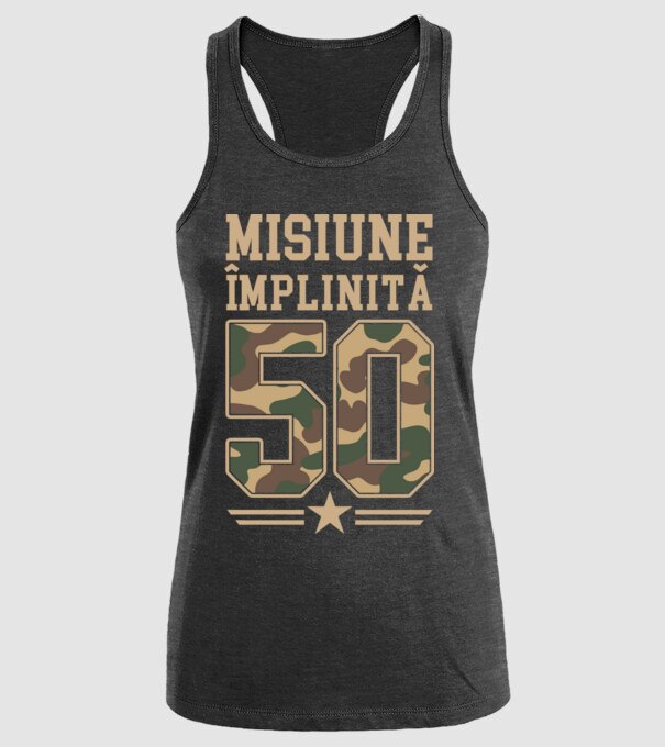 Misiune împlinită 50 model negru pe tricou