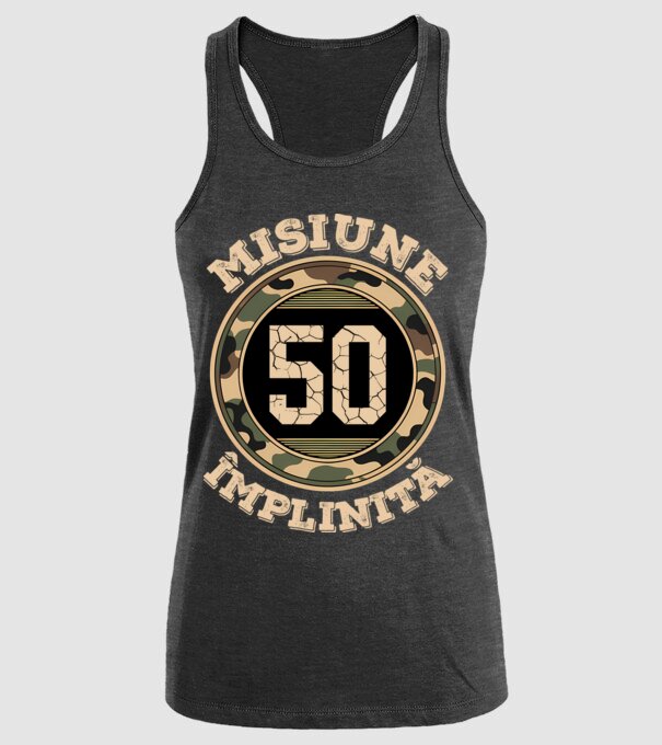 Misiune împlinită 50 model negru pe tricou